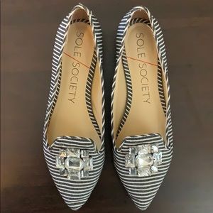 Sole Society black & white striped flats